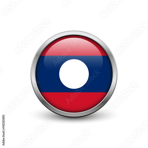 Flag of Laos, button with metal frame and shadow Free Download Flag of Laos, button with metal frame and shadow - GFXLoad