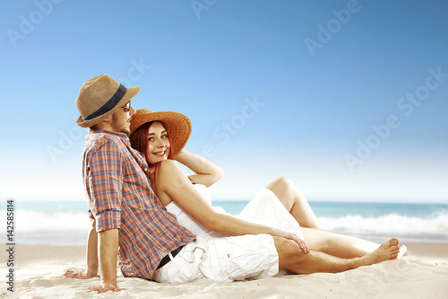 summer time and lovers on beach 
