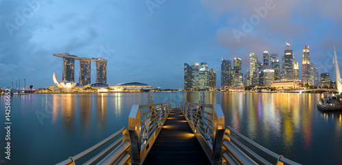 Panoramic view of Singapore Skyline at the Marina Bay.