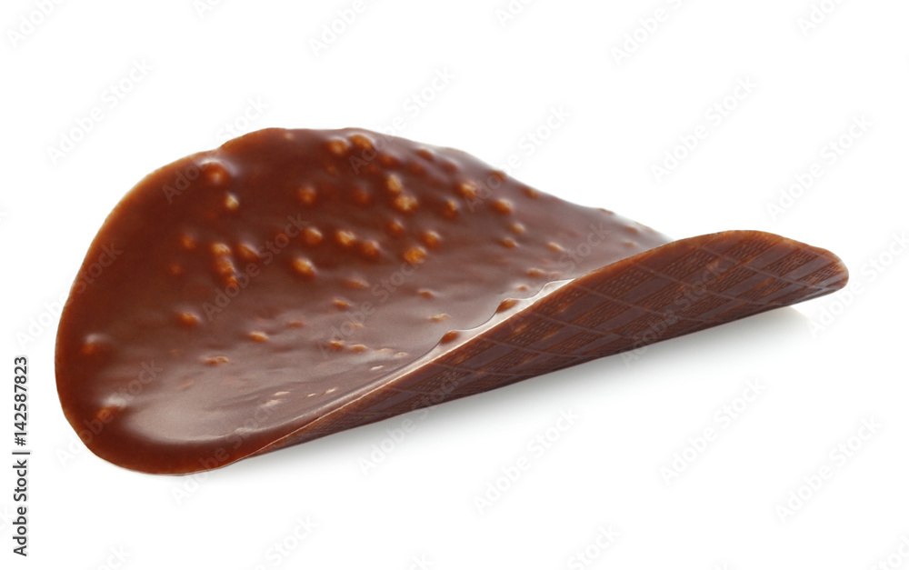 Obraz Chocolate chips with nuts on white background