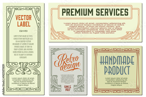 Vector flowers vintage labels on different versions.