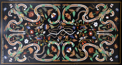 Slika na platnu Traditional colorful floral marble tabletops for sale in Agra, Uttar Pradesh, In