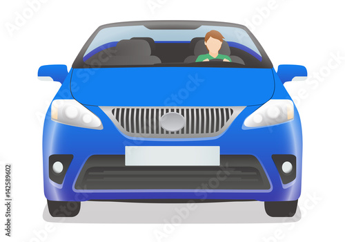 convertible car and driver front view