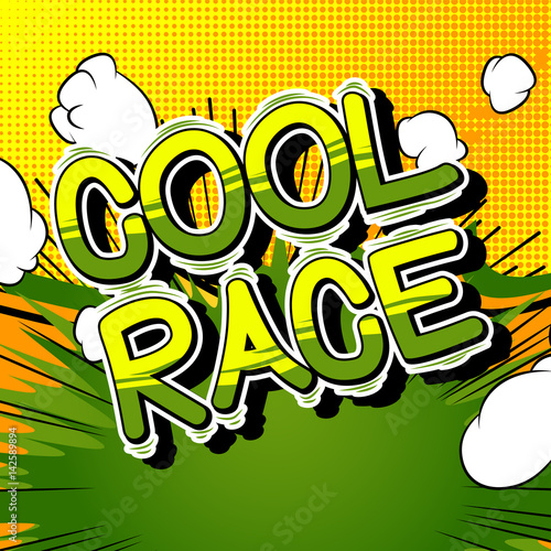 Cool Race - Comic book style word on abstract background.