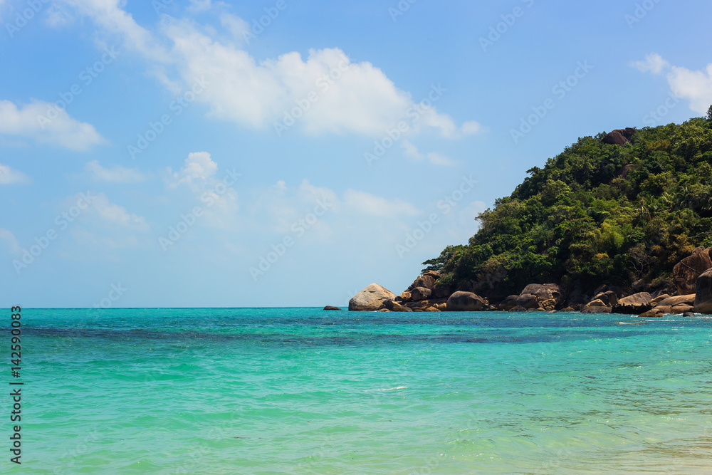 Beautiful tropical wild beach in island Samui, Thailand