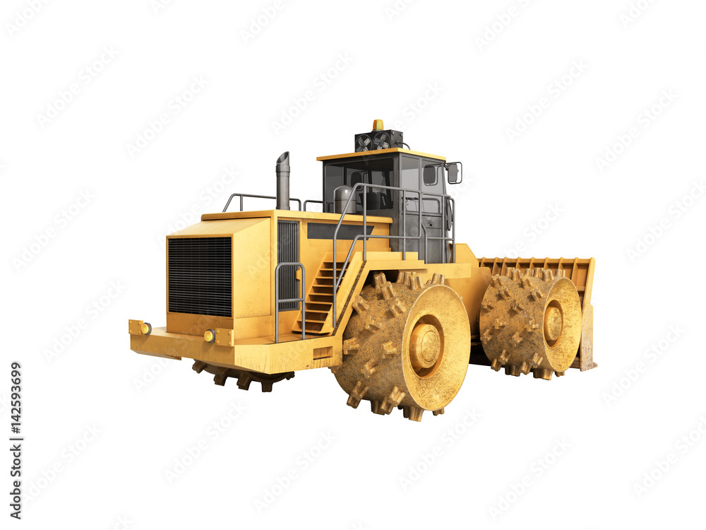 Yellow Bulldozer 3d render no shadow Yellow Bulldozer 3d render no shadow