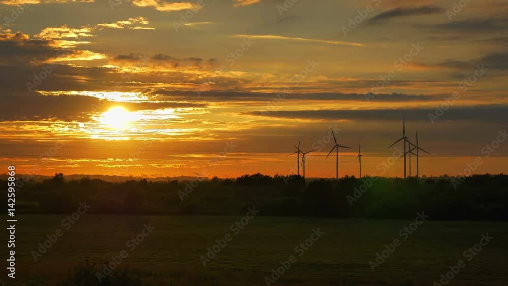 High quality video of windmills at the sunset in 4K High quality video of windmills at the sunset in 4K