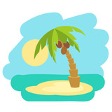 Tropical island with palm trees. Vector illustration icon for Thailand traveling.