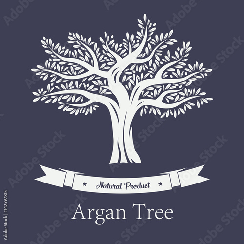 Natural tree with foliage, argania and argan plant