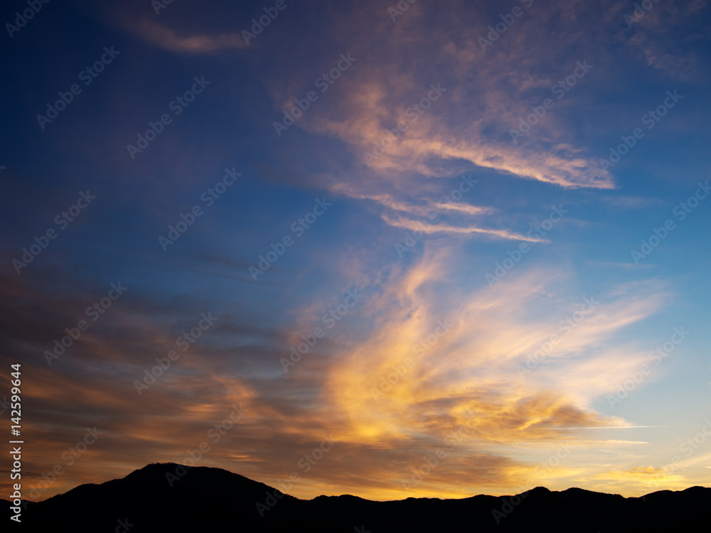 European spectacular sunset sky with hilly horizon. European spectacular sunset sky with hilly horizon.