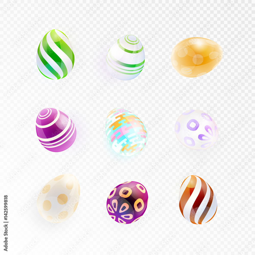 Set of glass eggs with abstract pattern. Set of glass eggs with abstract pattern.