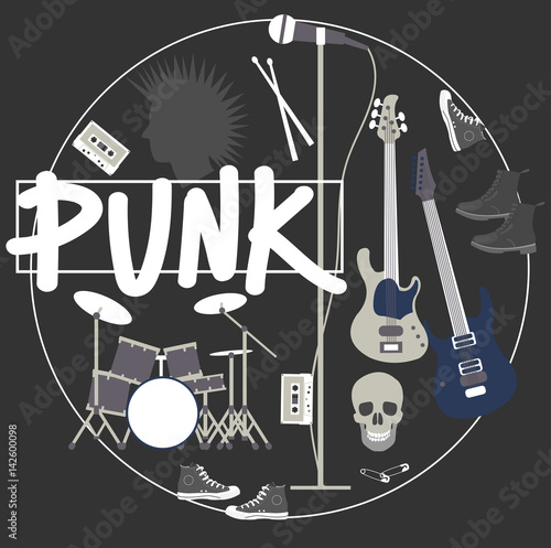 Punk rock music. Vector illustration.