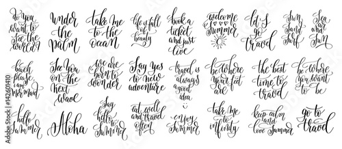 set of 25 motivation and inspirational quotes about summer trave