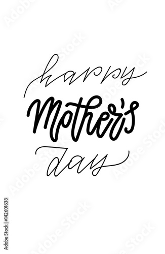 Happy Mother s Day greeting card vector illustration. Hand lettering calligraphy holiday background in floral frame