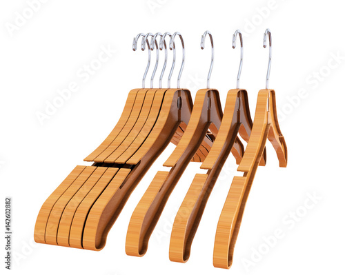 3d rendering of wooden coat hanger
