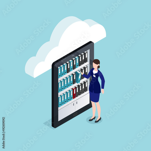 Cloud Documents Storage Isometric Design