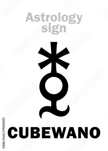 Astrology Alphabet: CUBEWANO (QB1), super-distant planet. Hieroglyphics character sign (single symbol).