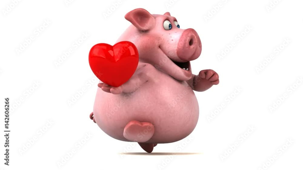 Fun pig running - 3D Animation Fun pig running - 3D Animation