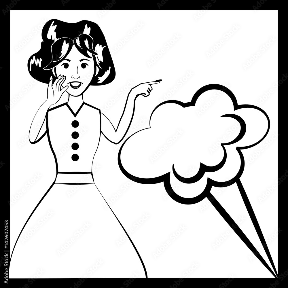 woman comic outline vector illustration eps 10 Stock-Vektorgrafik ...
