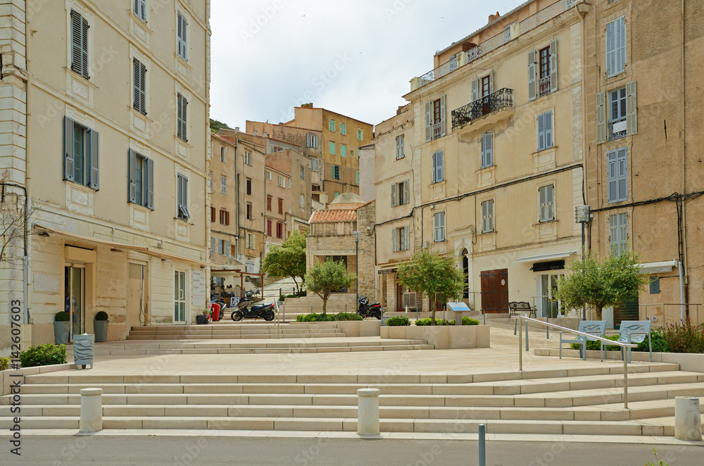 Pedestrian street in the Corsican coastal town Bonifacio