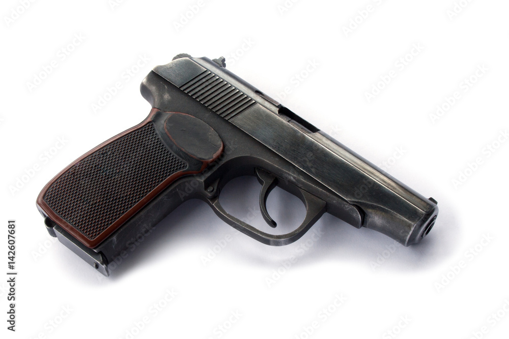 Old russian pistol isolated on white Old russian pistol isolated on white