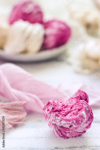 Wallpaper Mural Zephyr (Russian marshmallow) on light wooden table Torontodigital.ca