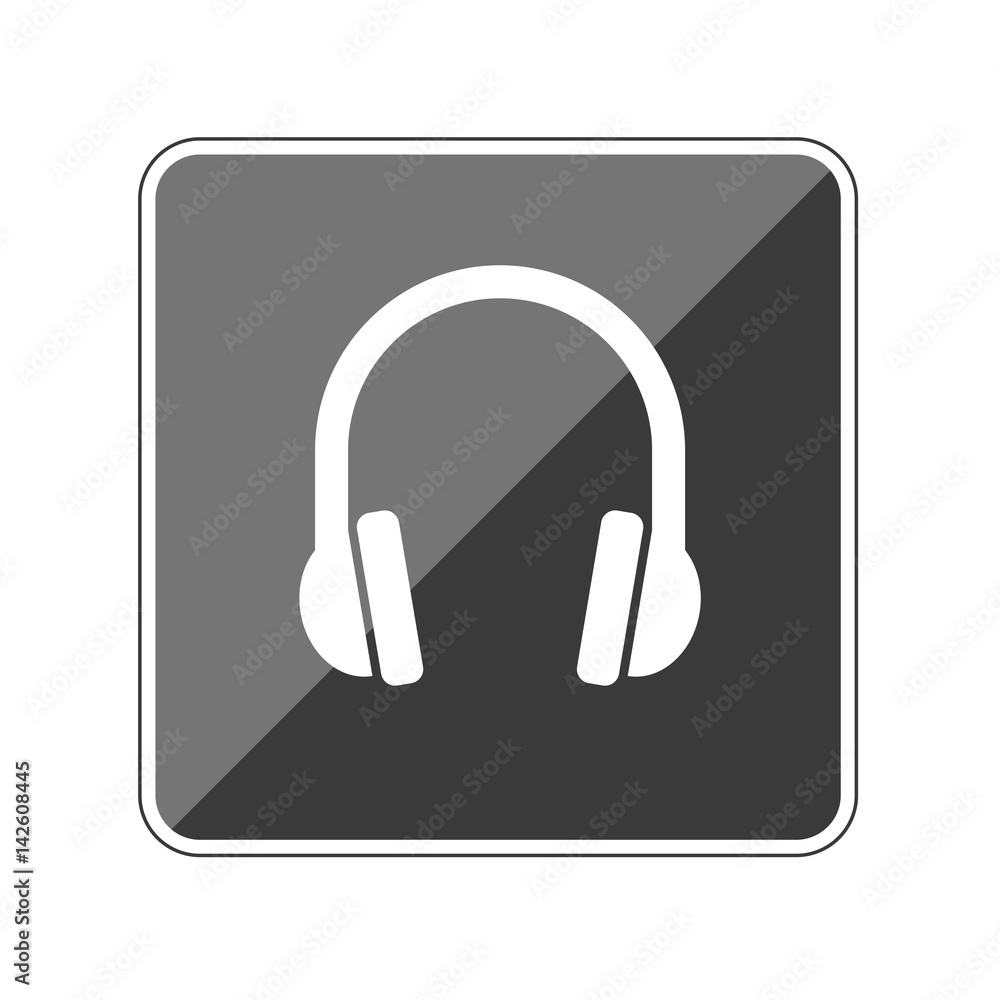App Button schwarz reflektierend - Kopfhörer simpel App Button schwarz reflektierend - Kopfhörer simpel