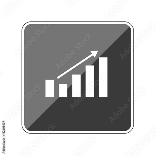 App Button schwarz reflektierend - Diagramm aufsteigend