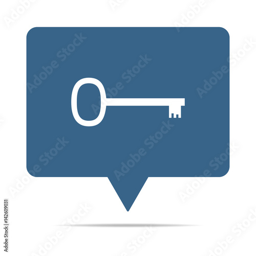 Blaue Sprechblase mit Schlüssel - Sicherheit