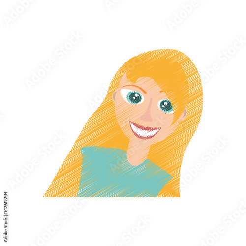 drawing blonde girl smile funny vector illustration eps 10