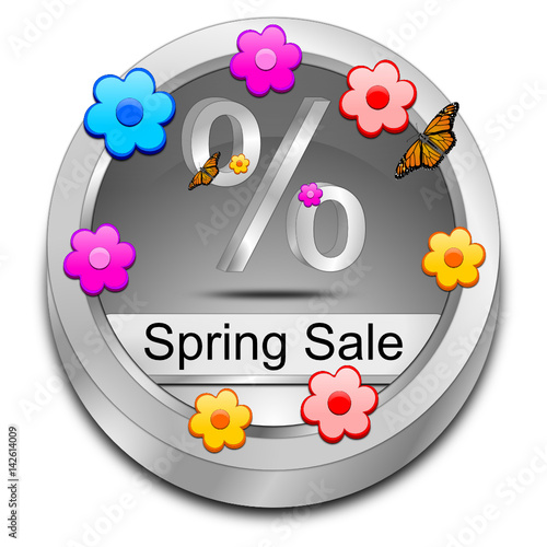 Spring Sale Button - 3D illustration