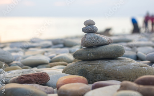 stack of zen stones on beach