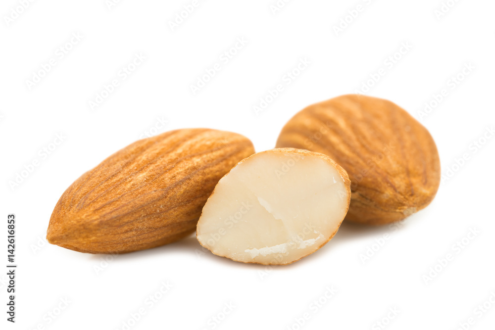 Almonds isolated on white background. Almonds isolated on white background.