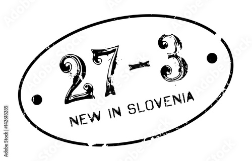 New In Slovenia rubber stamp. Grunge design with dust scratches. Effects can be easily removed for a clean, crisp look. Color is easily changed.