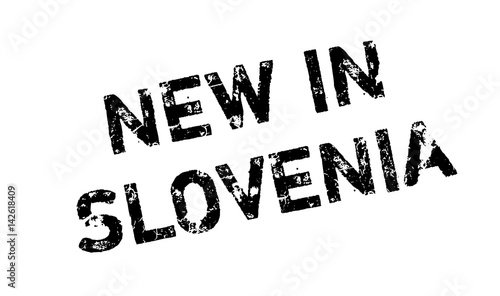 New In Slovenia rubber stamp. Grunge design with dust scratches. Effects can be easily removed for a clean, crisp look. Color is easily changed.