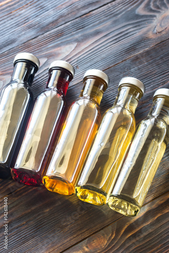 Bottles with different kinds of vinegar