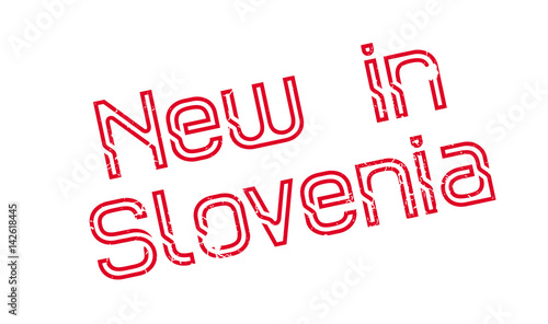 New In Slovenia rubber stamp. Grunge design with dust scratches. Effects can be easily removed for a clean, crisp look. Color is easily changed.