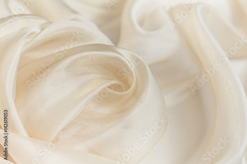 Wavy beige organza close-up