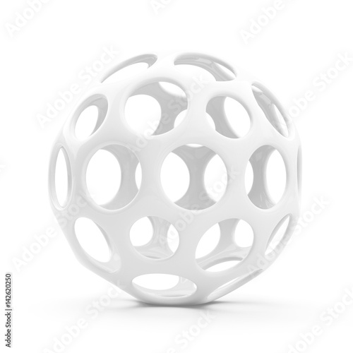 3d Rendering abstract hollow sphere on white background