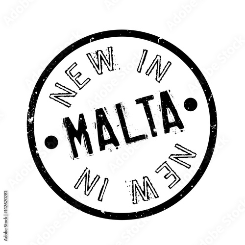 New In Malta rubber stamp. Grunge design with dust scratches. Effects can be easily removed for a clean, crisp look. Color is easily changed.