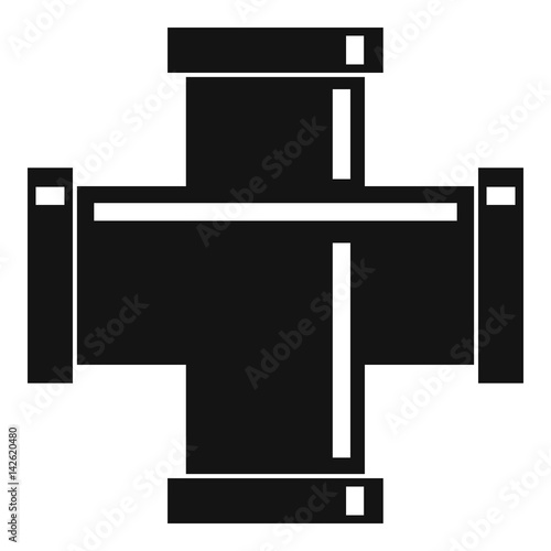 Black pipe fitting icon, simple style