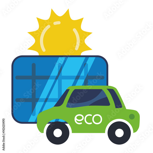 eco car electric solar panel vector illustration eps 10
