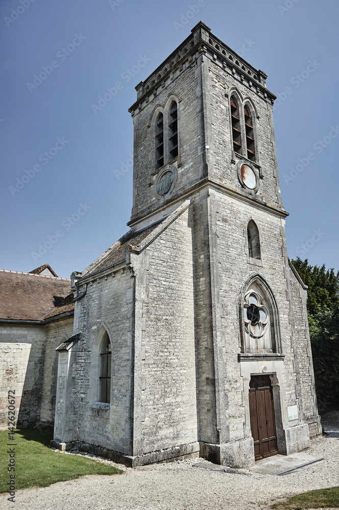 The medieval gothic church in Champagne, France.