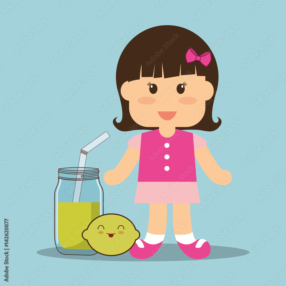 beauti girl glass jar juice and lemon vector illustration eps 10 beauti girl glass jar juice and lemon vector illustration eps 10