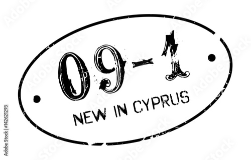 New In Cyprus rubber stamp. Grunge design with dust scratches. Effects can be easily removed for a clean, crisp look. Color is easily changed.