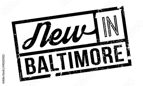 New In Baltimore rubber stamp. Grunge design with dust scratches. Effects can be easily removed for a clean, crisp look. Color is easily changed.