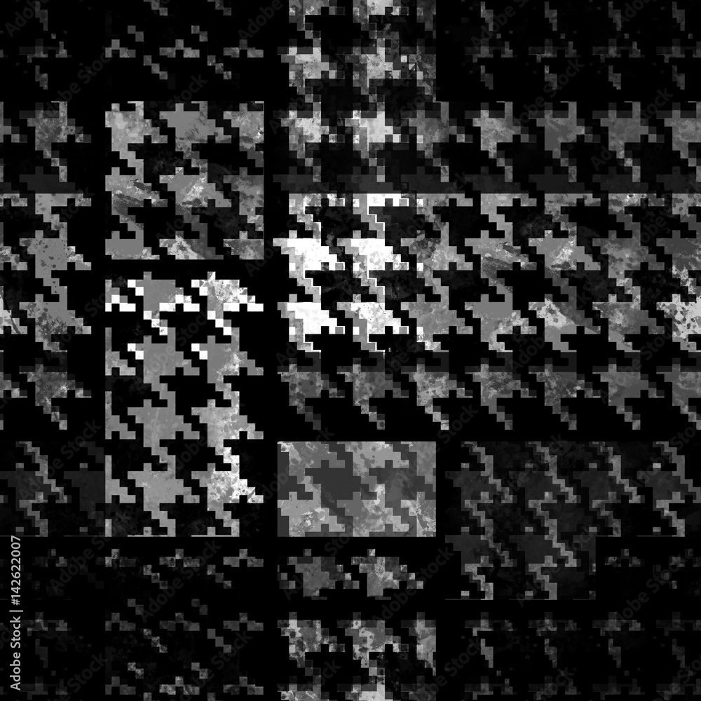 Abstract seamless houndstooth design. Grunge monochrome background. Black and white swatch with watercolor effect. Textile print for bed linen, jacket, package design, fabric and fashion concepts. Abstract seamless houndstooth design. Grunge monochrome background. Black and white swatch with watercolor effect. Textile print for bed linen, jacket, package design, fabric and fashion concepts.