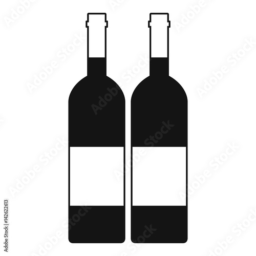 Two bottles of wine icon, simple style