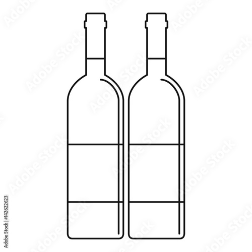 Wine bottles with blank labels icon, outline style