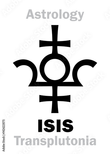 Astrology Alphabet: ISIS (Transplutonia), supreme hypothetic planet (behind Pluto). Hieroglyphics character sign (original single symbol). photo